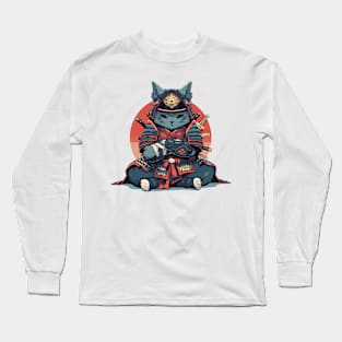 samurai cat Long Sleeve T-Shirt